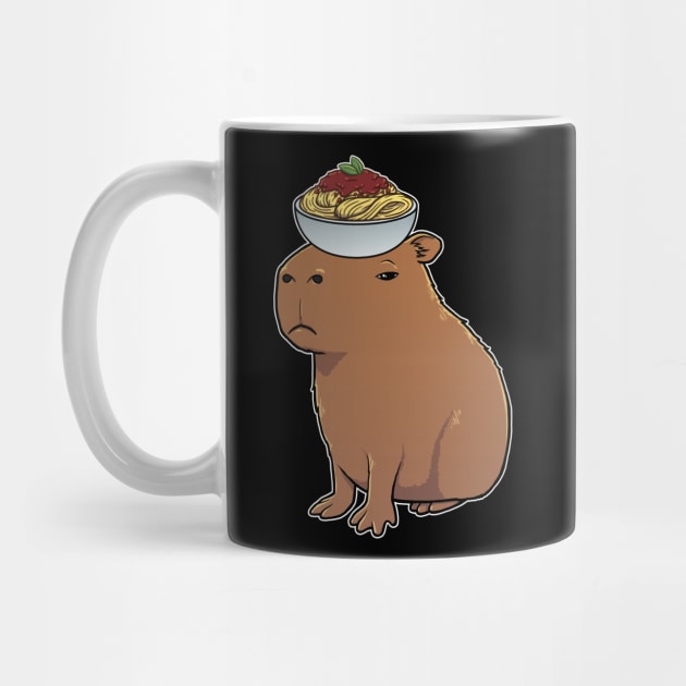 Capybara with Spaghetti Bolognese on its head by capydays